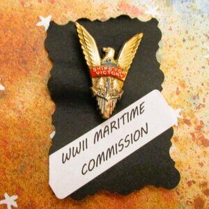 WWII Maritime Commission SHIPS for VICTORY Badge Pin ~ 1940s Eagle Anchor Pin